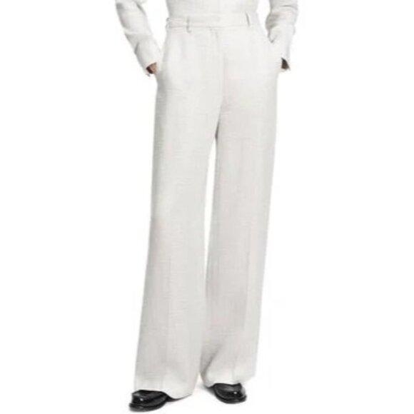 NWT Theory Classic Straight Leg Trouser Size 0 Ivory Linen - Picture 1 of 4